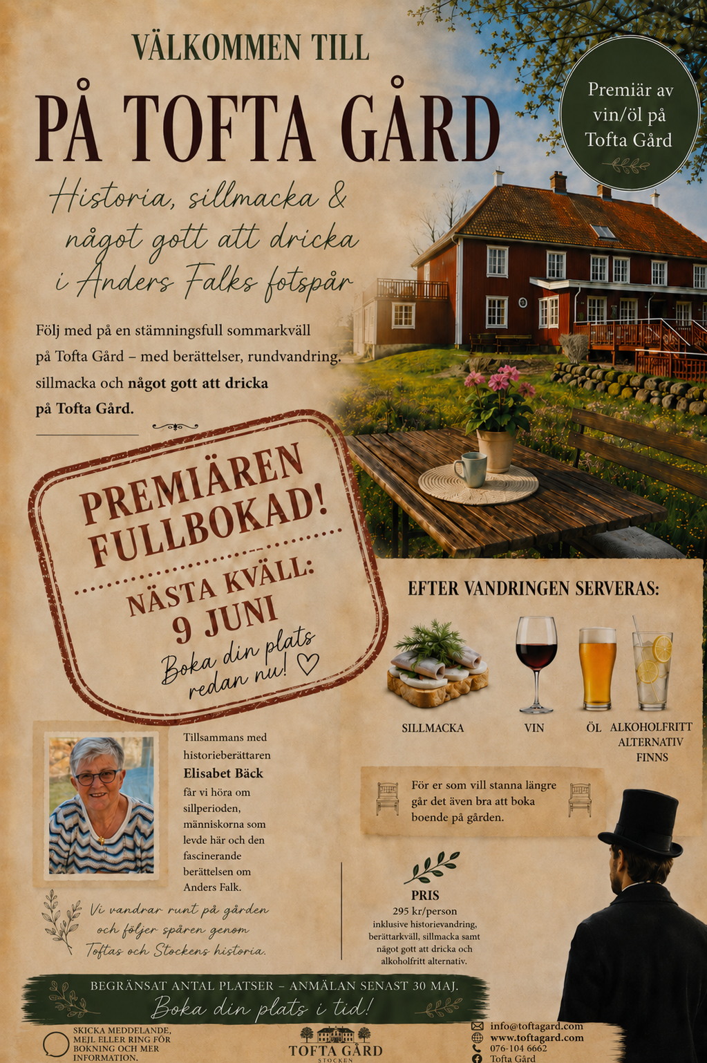 Premiär fullbokad Historievandring Tofta Gård
