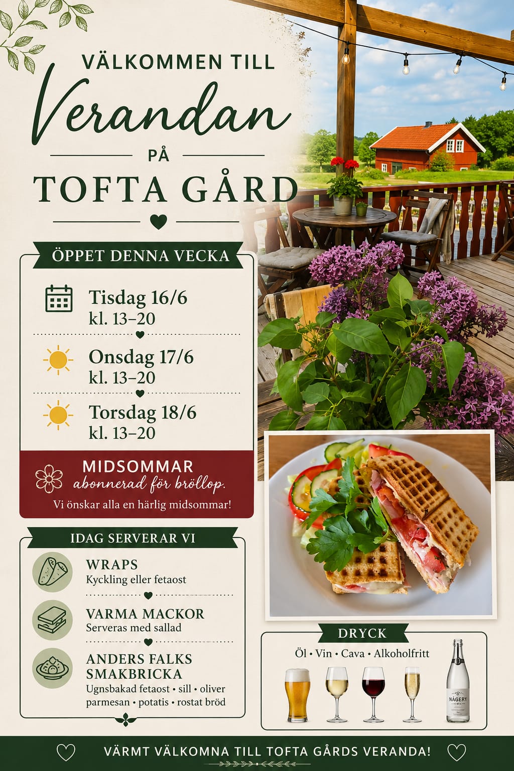 Öppettider Verandan Tofta Gård Verandan